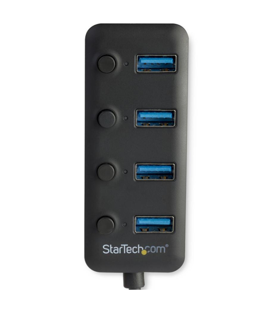 StarTech.com Hub Ladrón USB 3.0 4 Puertos - USB-A a USB 3.0 Tipo A con Interruptores Individuales de Encendido/Apagado - USB 3.2