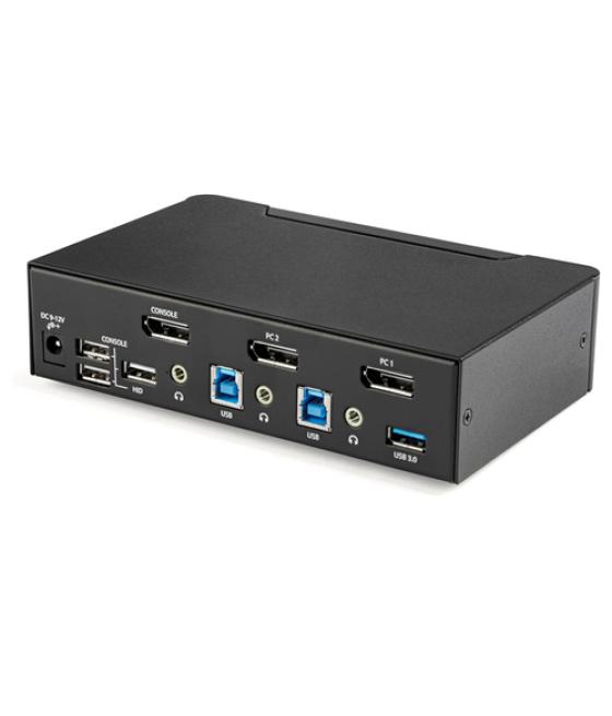 StarTech.com Switch Conmutador KVM de 2 Puertos DisplayPort - 4K a 60Hz - para Una Pantalla - Switch KVM de 2 Puertos DP 1.2 UHD