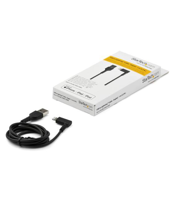 StarTech.com Cable Resistente USB-A a Lightning de 1 m - Negro -Acodado en un Ángulo de 90° a la Derecha - Cable de Carga y Sinc