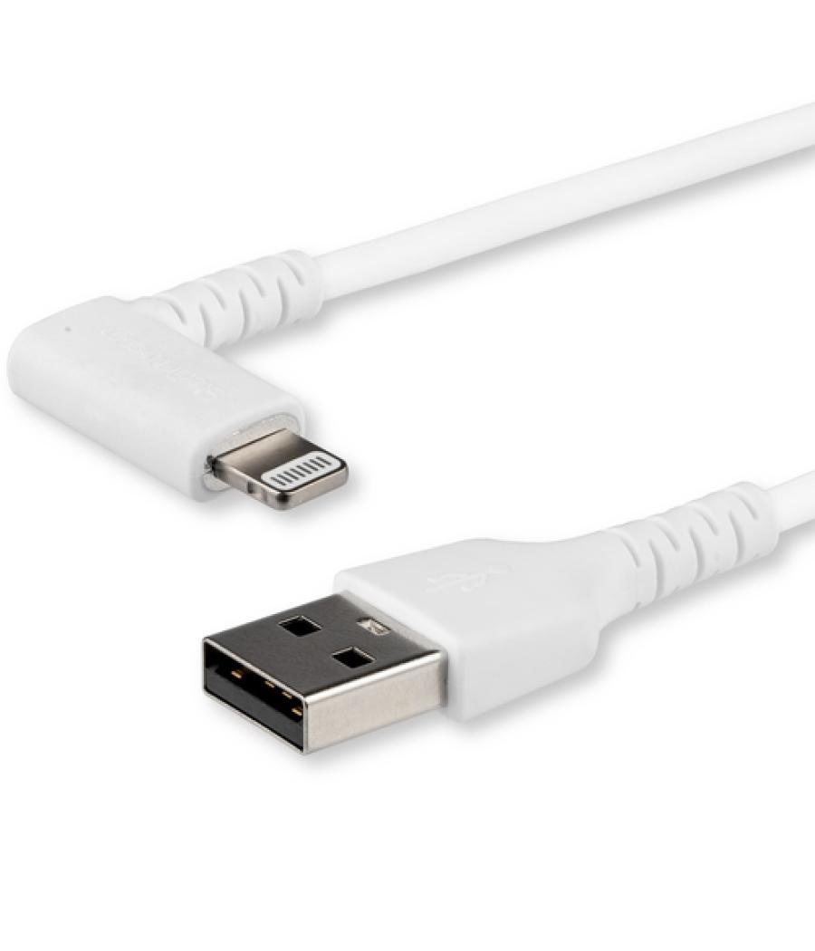 StarTech.com Cable Resistente USB-A a Lightning de 1 m - Blanco -Acodado en un Ángulo de 90° a la Derecha - Cable de Carga y Sin