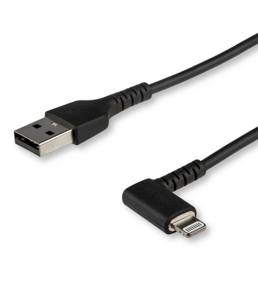 StarTech.com Cable Resistente USB-A a Lightning de 2 m - Negro -Acodado en un Ángulo de 90° a la Derecha - Cable de Carga y Sinc