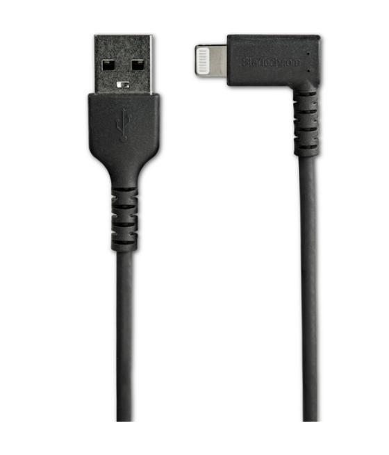 StarTech.com Cable Resistente USB-A a Lightning de 2 m - Negro -Acodado en un Ángulo de 90° a la Derecha - Cable de Carga y Sinc