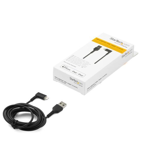 StarTech.com Cable Resistente USB-A a Lightning de 2 m - Negro -Acodado en un Ángulo de 90° a la Derecha - Cable de Carga y Sinc