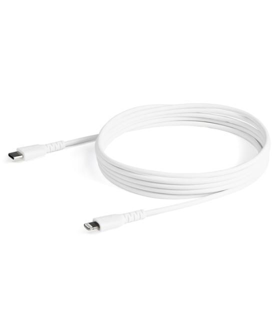 StarTech.com Cable Resistente USB-C a Lightning de 2 m Blanco - Cable de Sincronización y Carga USB Tipo C a Lightning con Fibra