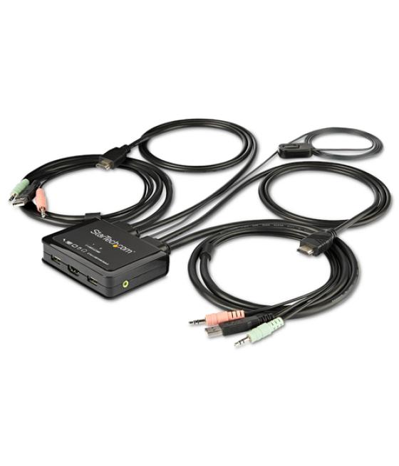 StarTech.com Switch Conmutador KVM de 2 Puertos HDMI - 4K de 60Hz - Switch Conmutador Selector KVM Compacto de Sobremesa Ultra H