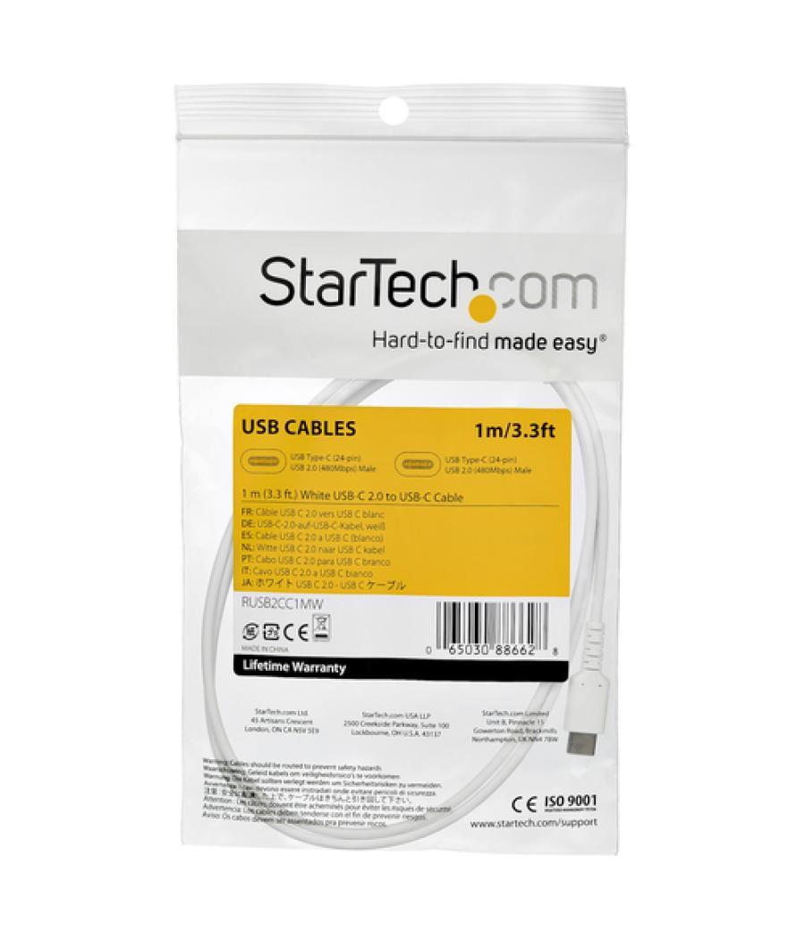 StarTech.com Cable de 1m de Carga USB C - de Carga Rápida y Sincronización USB 2.0 Tipo C a USB C para Portátiles - Revestimient