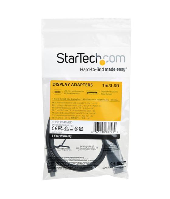 StarTech.com Cable de 1m USB-C a DisplayPort 1.4 - Convertidor Bidireccional Adaptador de Vídeo USB Tipo C - HBR3/HDR/DSC - Cabl