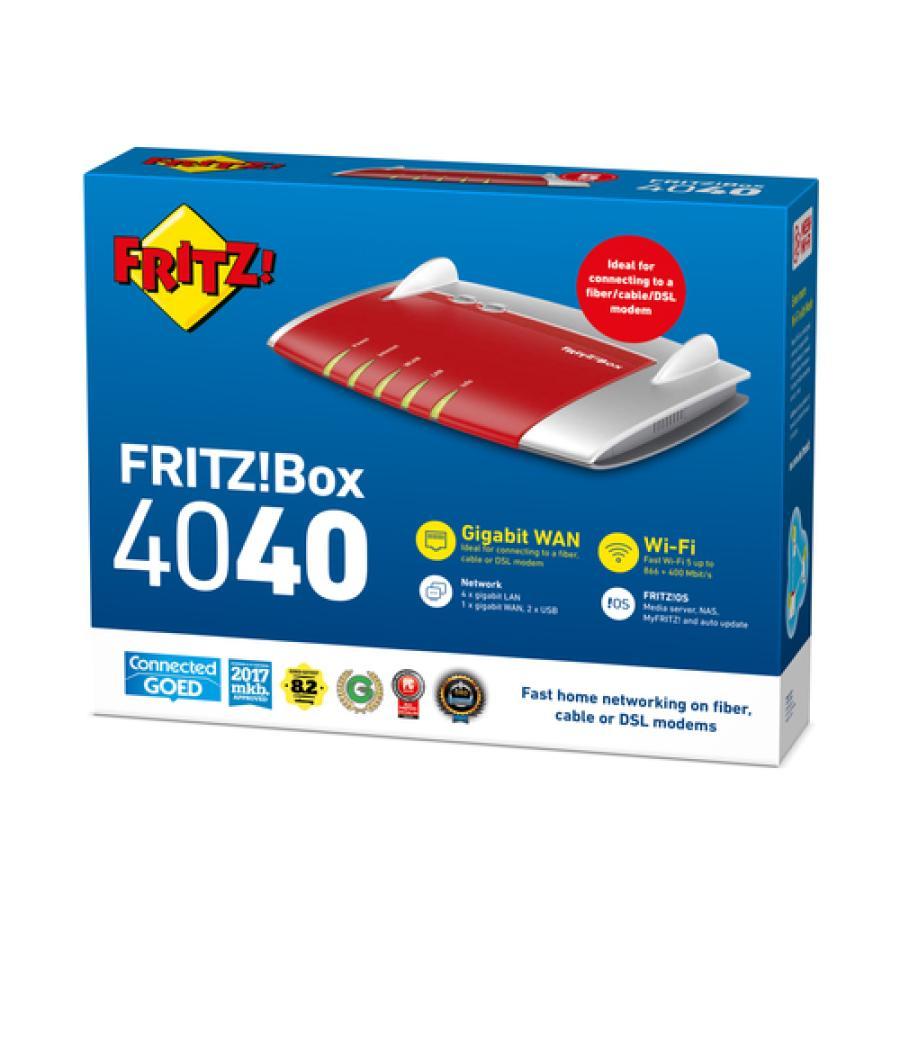 FRITZ!Box Box 4040 router inalámbrico Gigabit Ethernet Doble banda (2,4 GHz / 5 GHz) Rojo