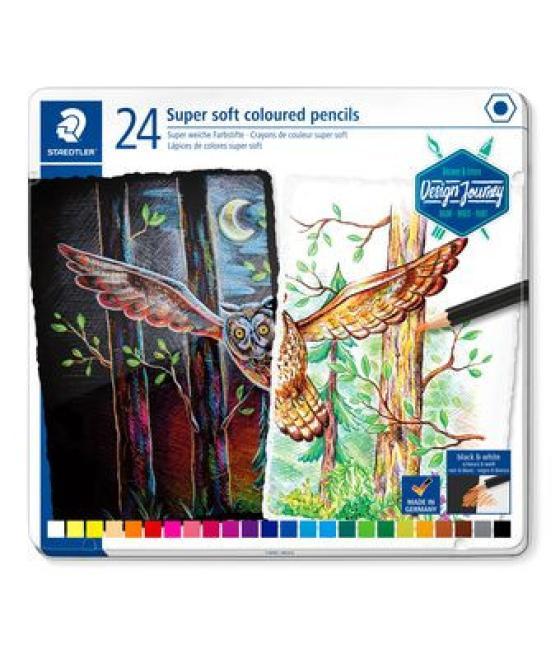 Estuche de metal con 24 lápices, colores surtidos staedtler 149c m24