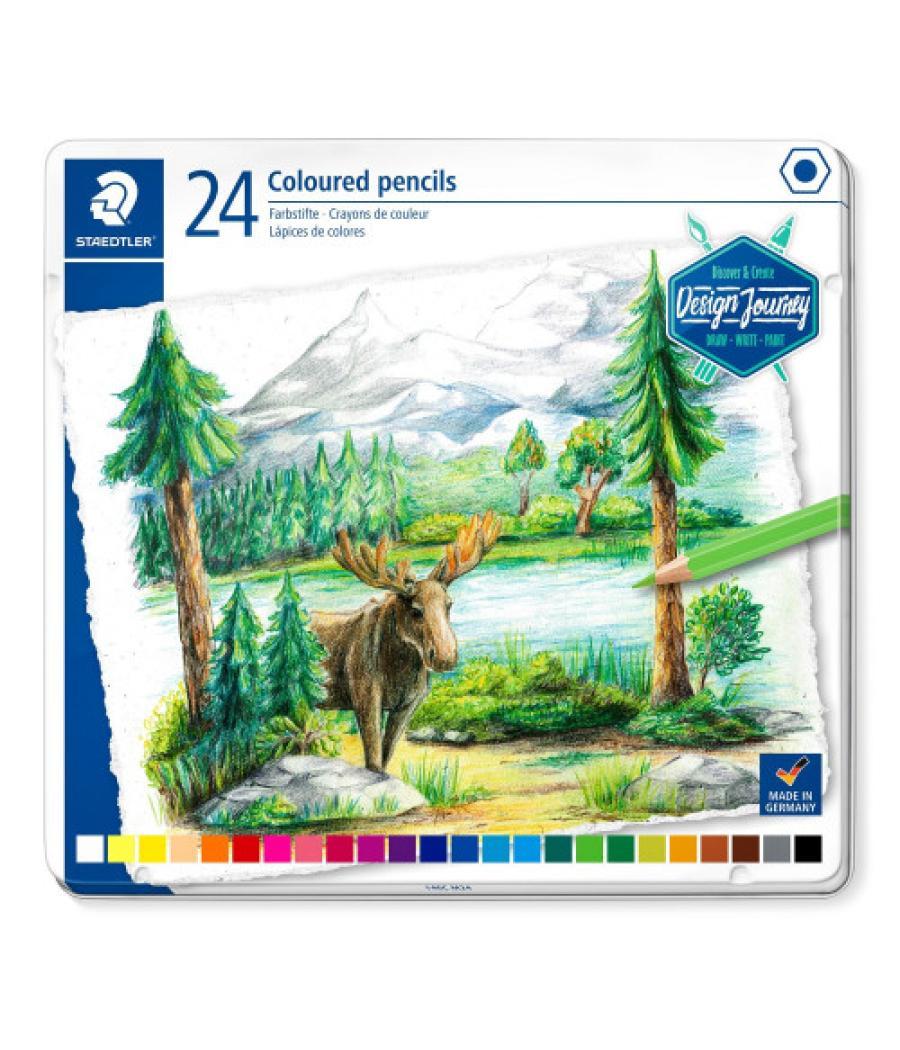 Estuche metálico con 24 lápices, colores surtidos staedtler 146c m24