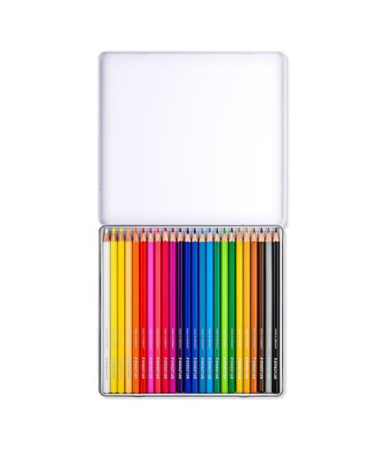 Estuche metálico con 24 lápices, colores surtidos staedtler 146c m24