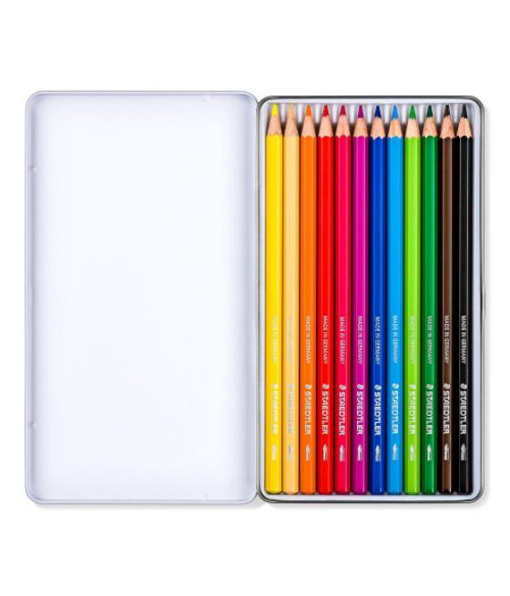 Estuche metálico con 12 lápices, colores surtidos staedtler 146c m12