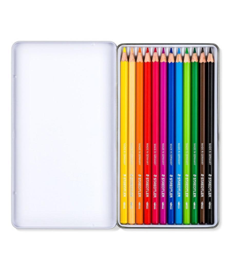 Estuche metálico con 12 lápices, colores surtidos staedtler 146c m12