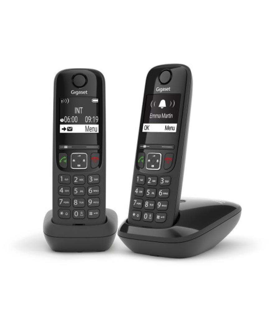 Gigaset as690 duo teléfono dect/analógico identificador de llamadas negro