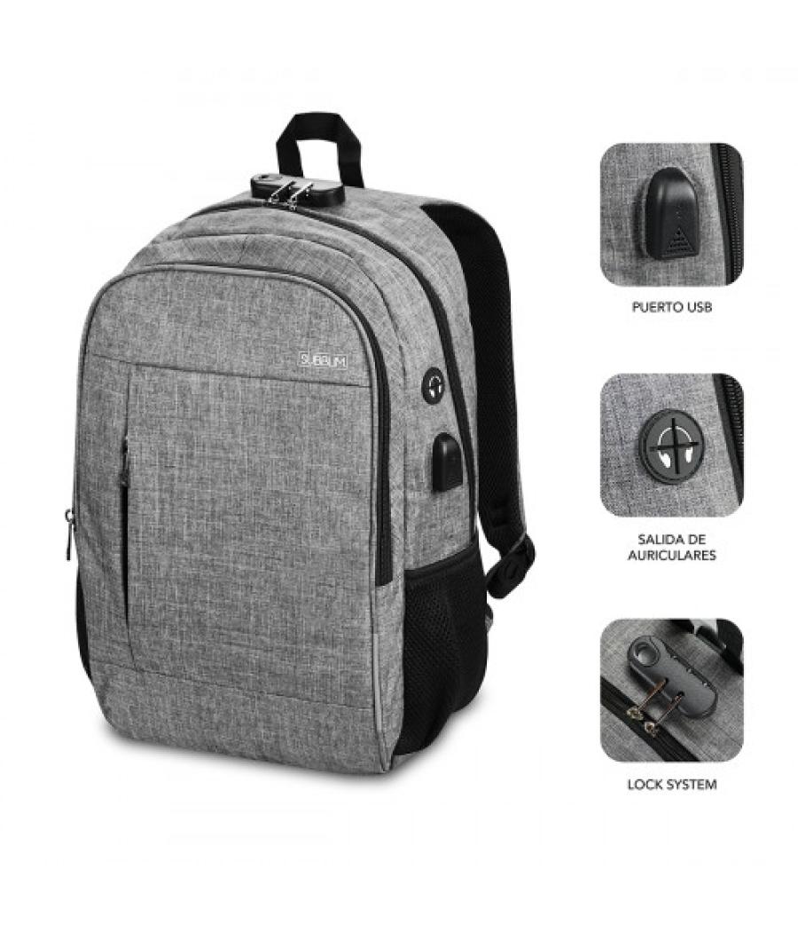 Subblim mochila para portátil urban lock backpack 16" grey