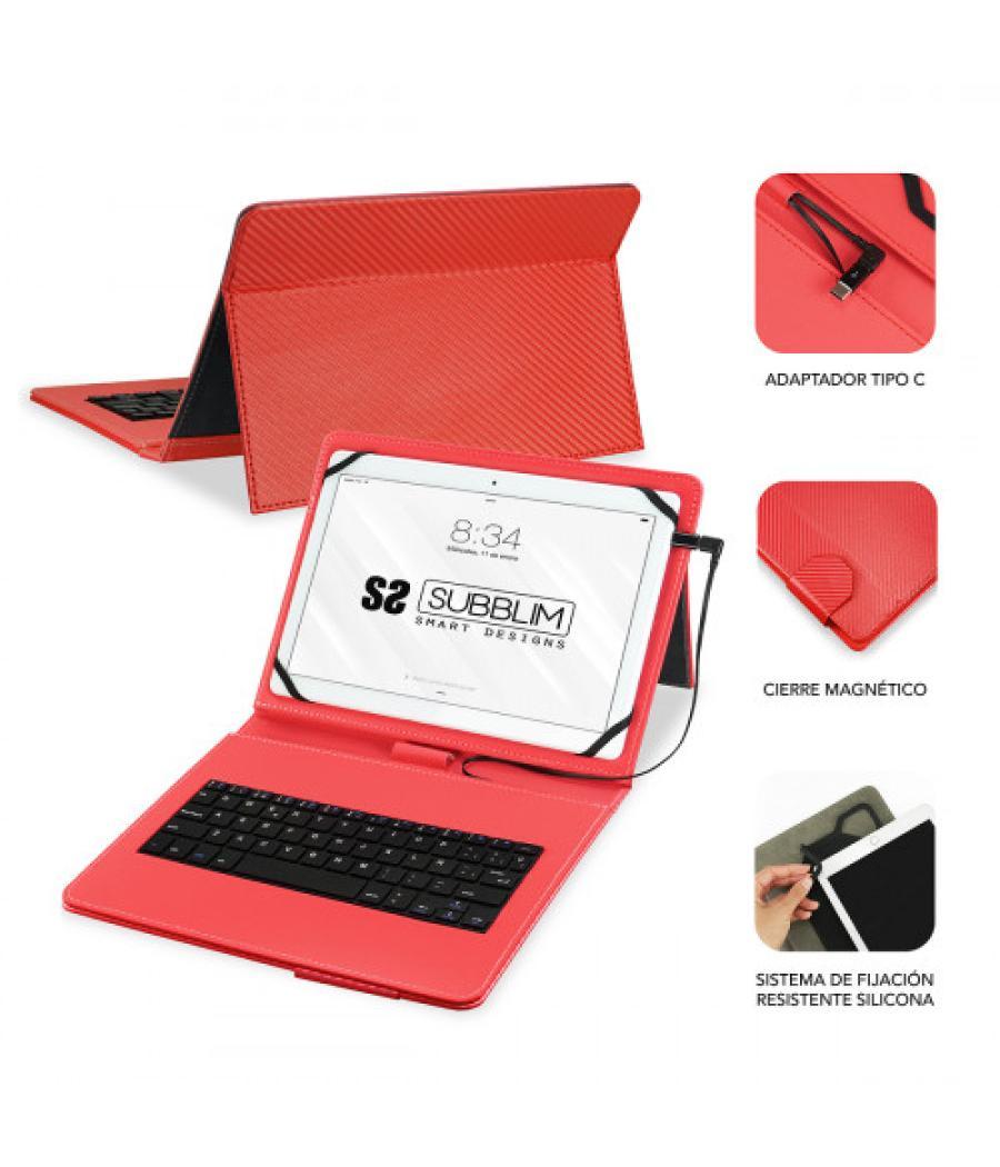 Subblim funda con teclado micro usb - usb c keytab pro usb 10,1" red