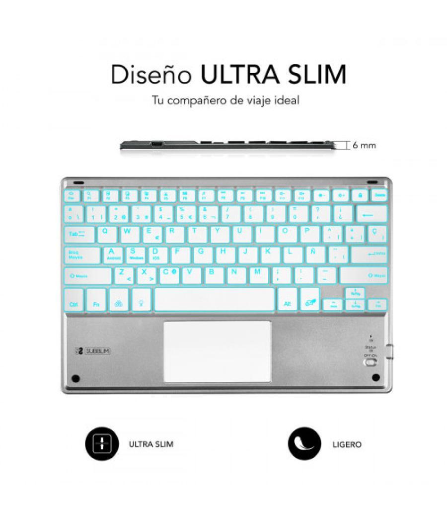 Subblim teclado bluetooth smart backlit bt keyboard touchpad silver
