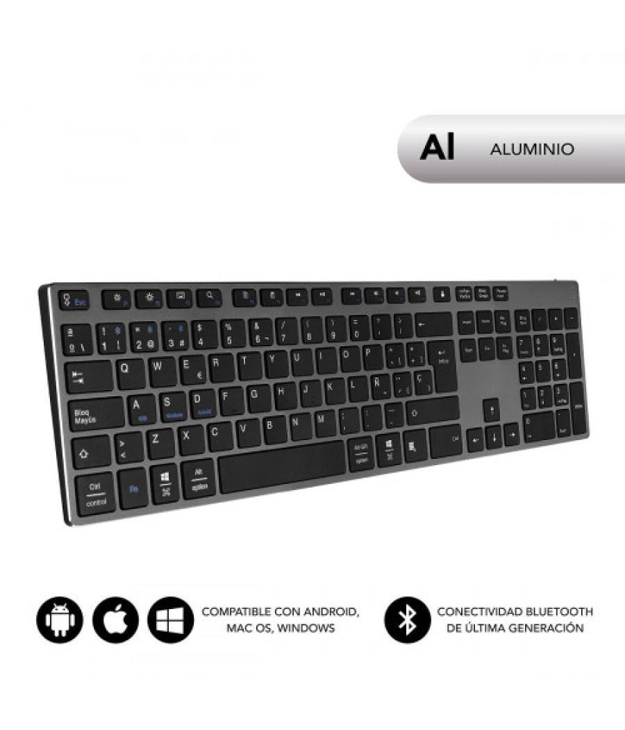 Subblim teclado wireless bluetooth aluminio advance extended grey