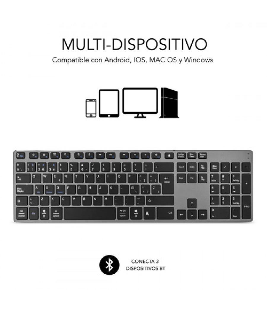 Subblim teclado wireless bluetooth aluminio advance extended grey