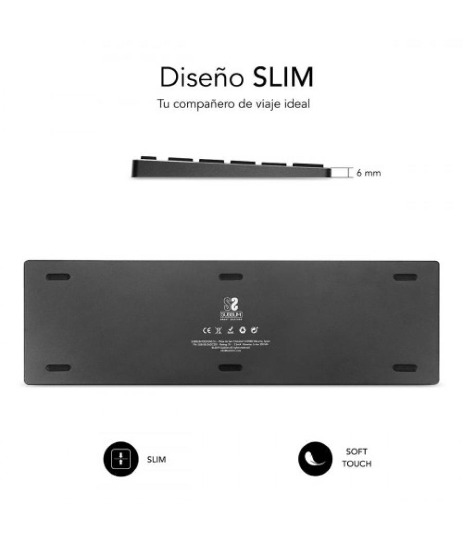 Subblim teclado wireless bluetooth aluminio advance extended grey