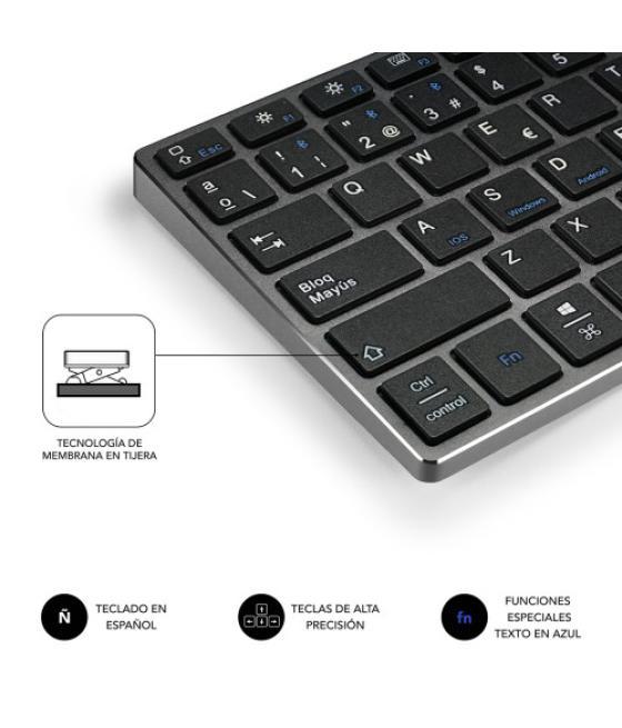 Subblim teclado wireless bluetooth aluminio advance extended grey