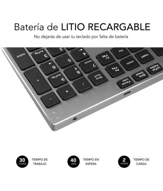 Subblim teclado wireless bluetooth aluminio advance extended grey