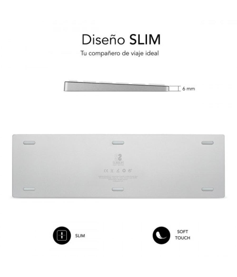 Subblim teclado wireless bluetooth aluminio advance extended silver