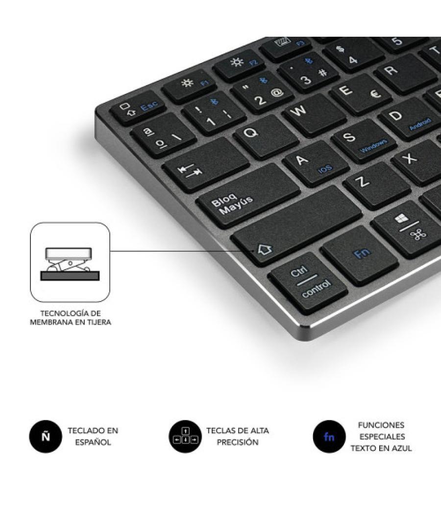 Subblim teclado wireless bluetooth aluminio advance compact grey
