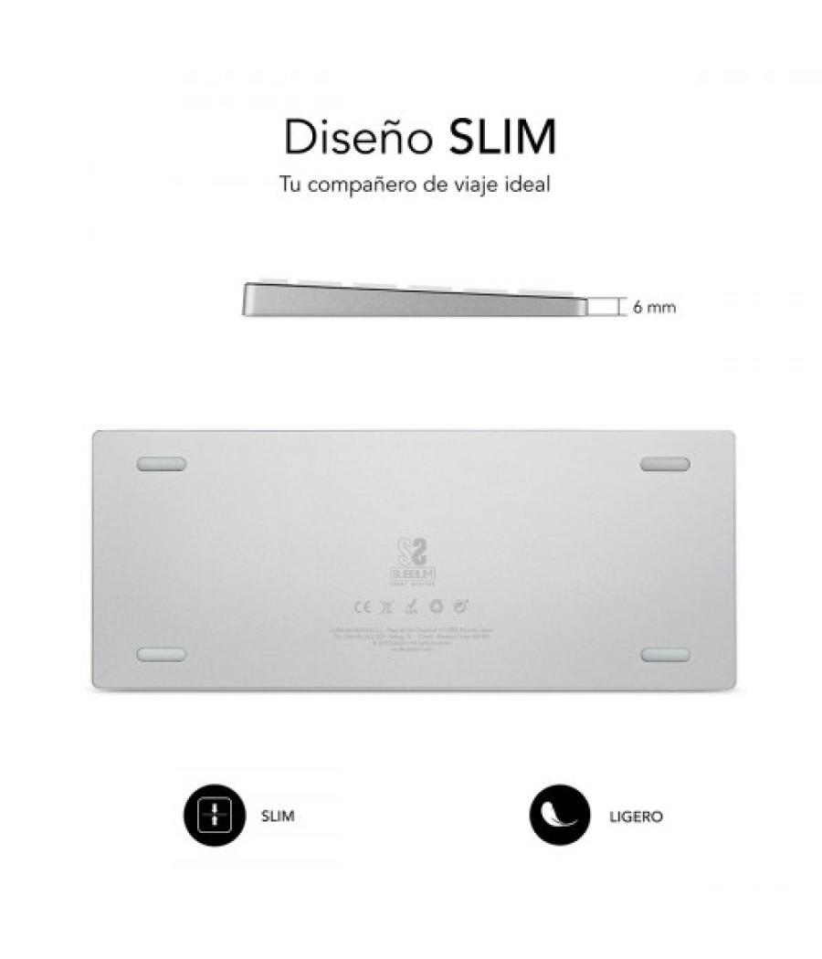 Subblim teclado wireless bluetooth aluminio advance compact silver