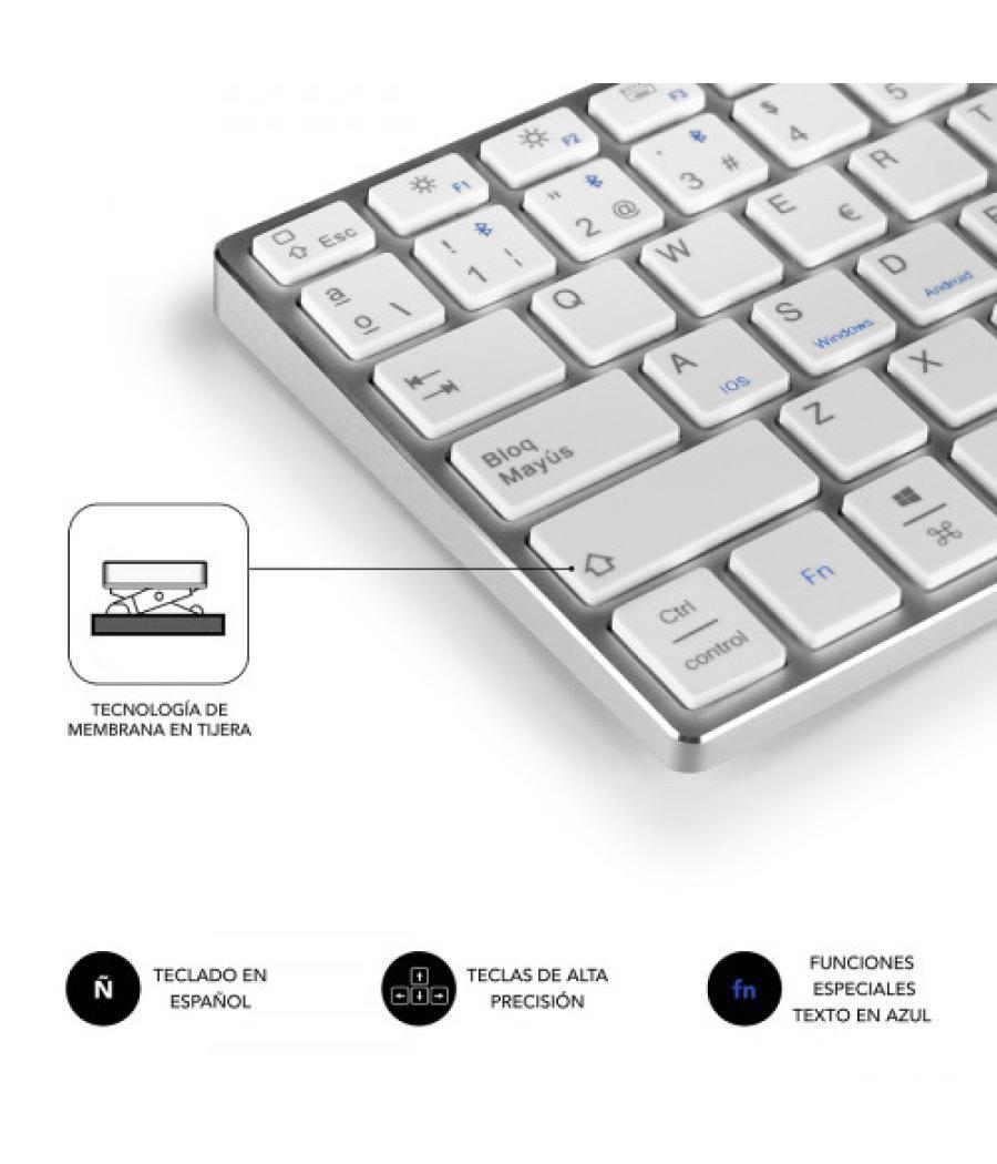 Subblim teclado wireless bluetooth aluminio advance compact silver