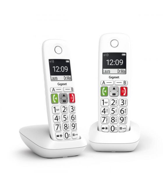 Gigaset e290 duo teléfono dect/analógico identificador de llamadas blanco