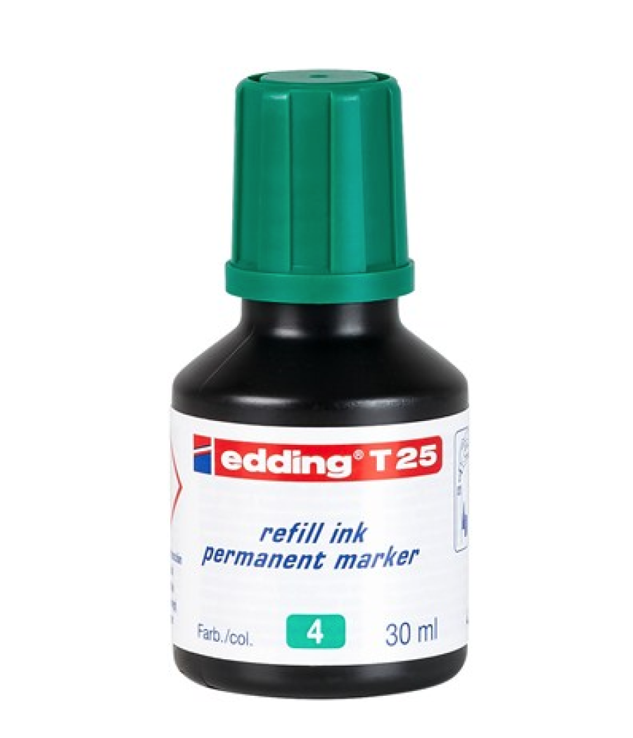 Frasco tinta para rellenar 25ml verde edding t25-004