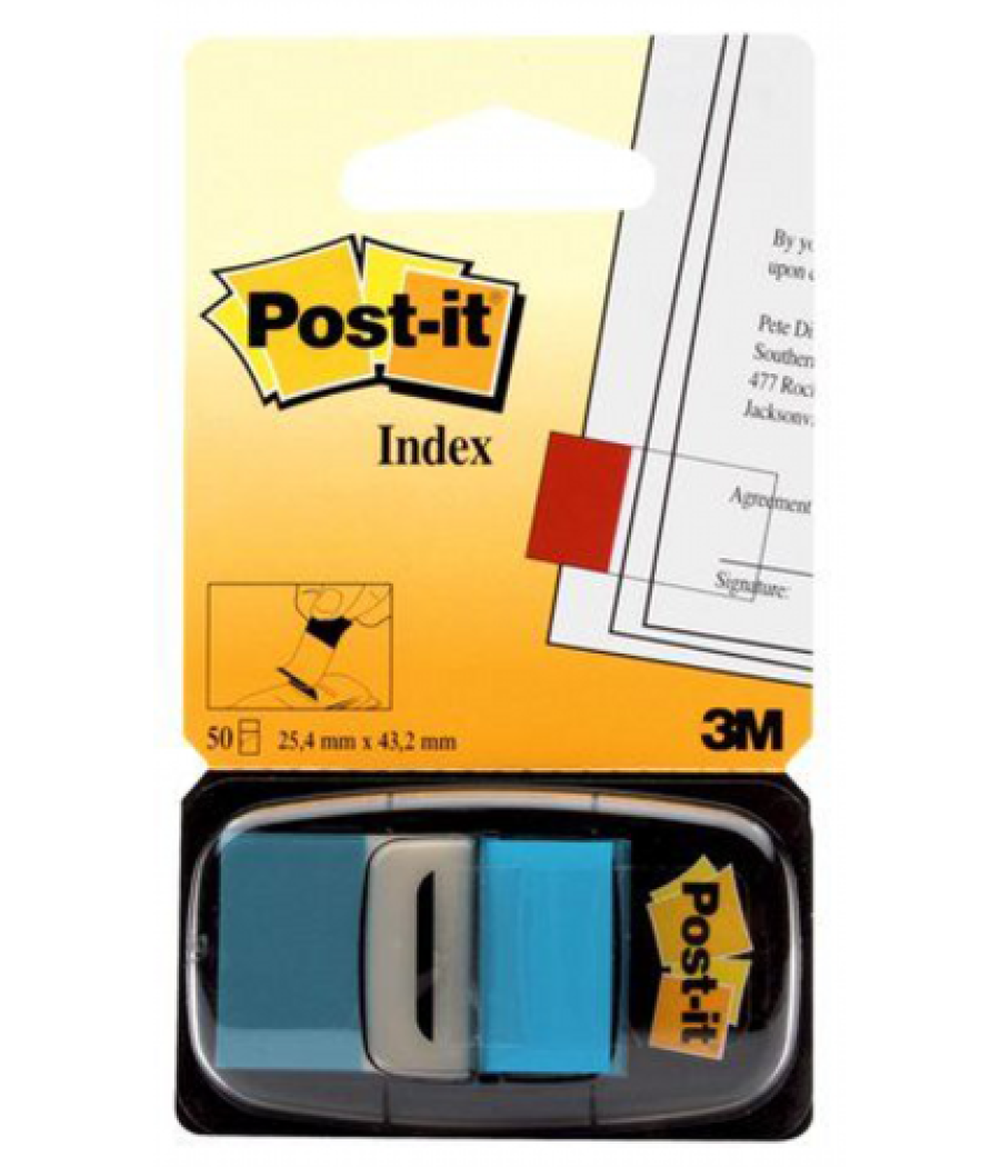 Pack 12 dispensadores de 50 unidades index azul brillo (25.4x43.1) post-it 3m68023