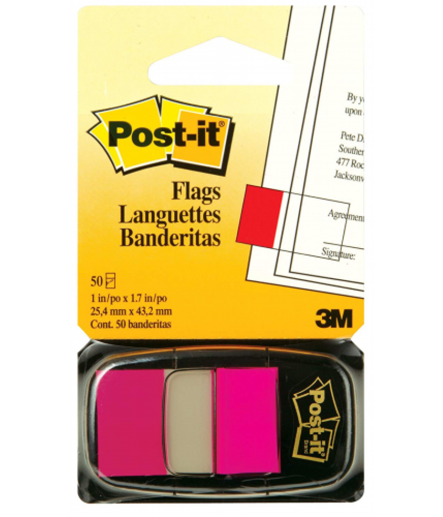 Pack 12 dispensadores de 50 unidades index rosa (25.4x43.1) post-it 3m68021