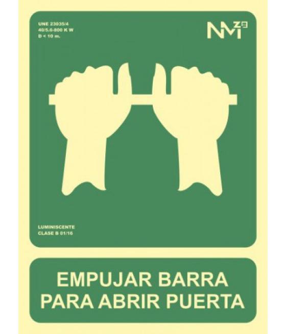 Señal "empujar barra para abrir puerta" 224x300 pvc verde archivo 2000 6170-01h ve