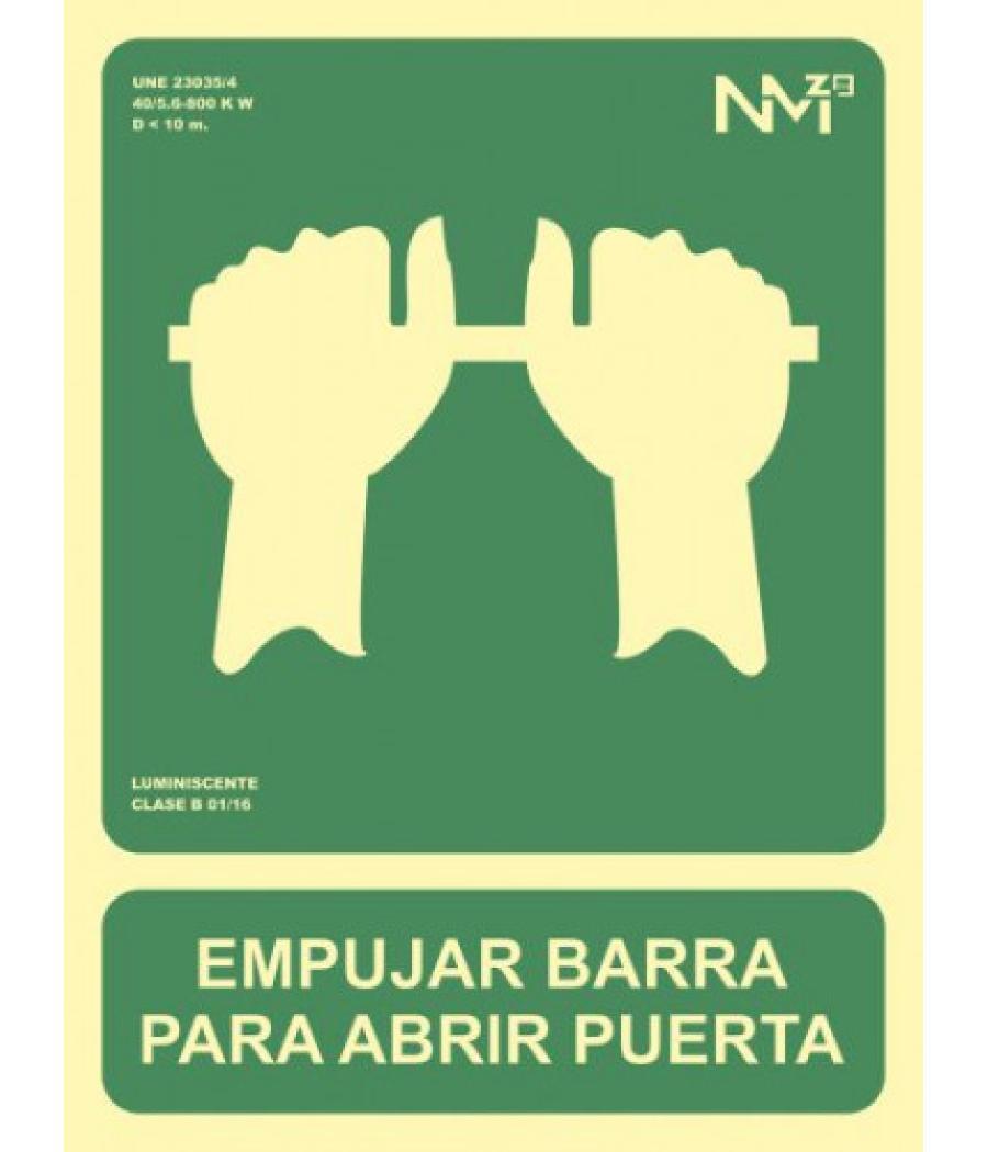 Señal "empujar barra para abrir puerta" 224x300 pvc verde archivo 2000 6170-01h ve