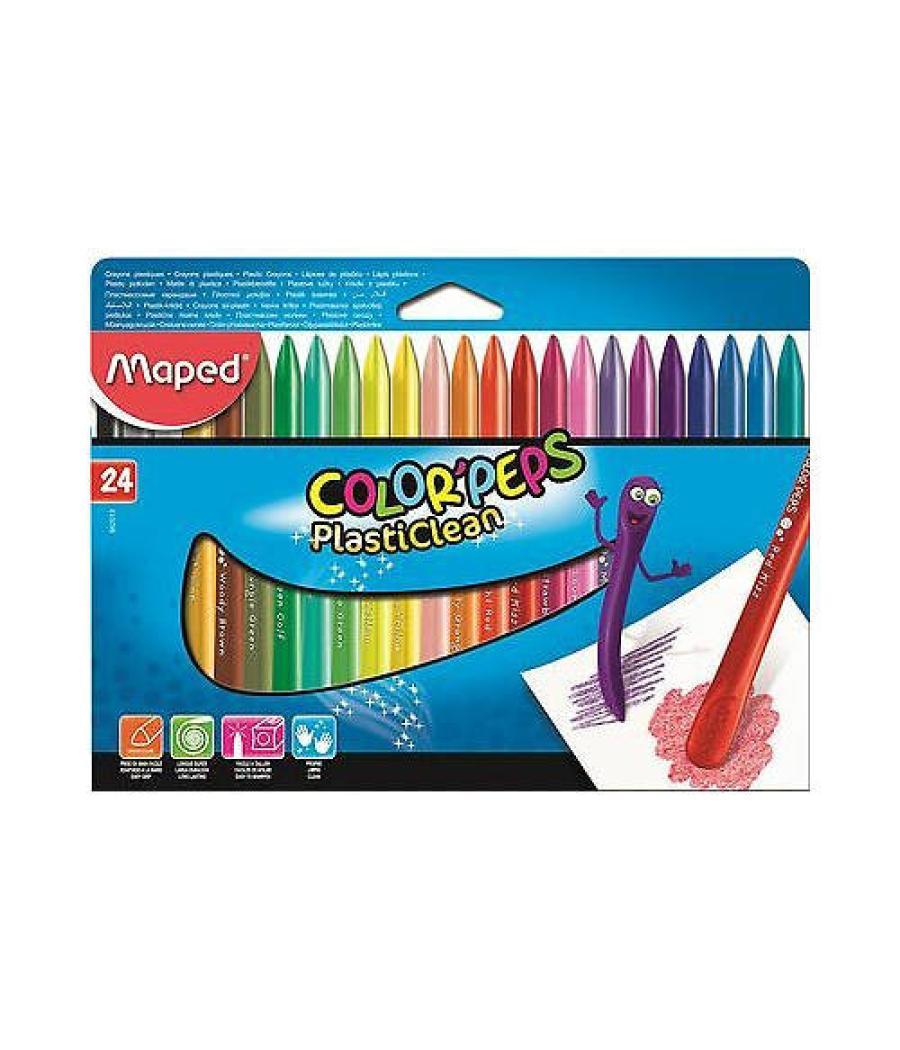 Caja de 24 ceras plasticlean color'peps colores surtidos maped 862013