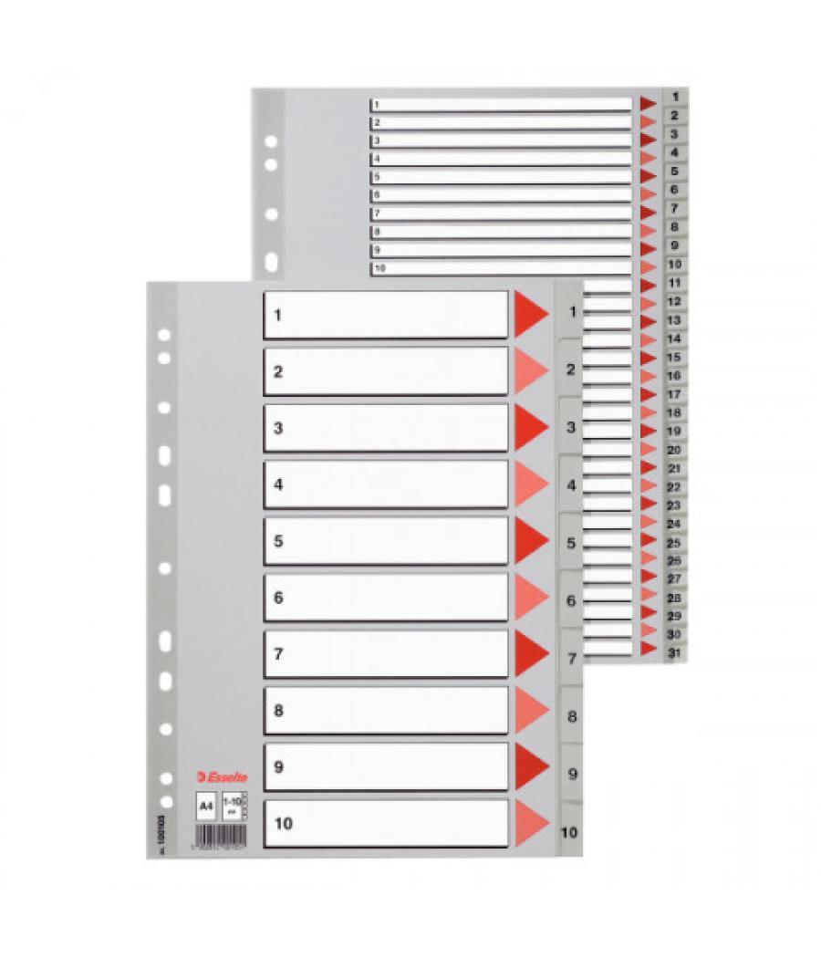 Separador alfabetico polipropileno multitaladro a-z formato a4 color gris esselte 100112