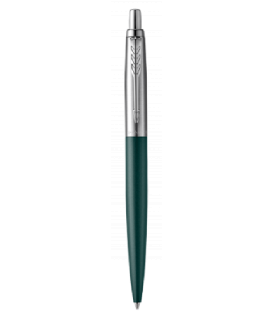 Bolígrafo jotter xl greenwich verde mate ribete de color cromado plumín medio tinta azul parker 2068511