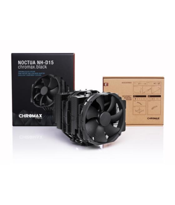 Noctua cooler cpu nh-d15 chromax.black [nh-d15 ch.bk], 6 heatpipes dual tower, 2x nf-a15 140mm fan pwm, intel lga1851, lga1700, 