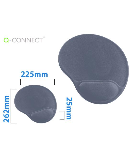 Alfombrilla para raton q-connect con reposamuñecas ergonomica de gel gris oscuro 262x225x25 mm