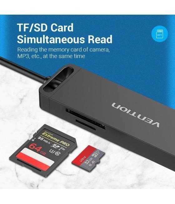 Docking usb 3.0 vention chvbb/ 3xusb/ 1xmicrousb pd/ 1xlector tarjetas/ negro