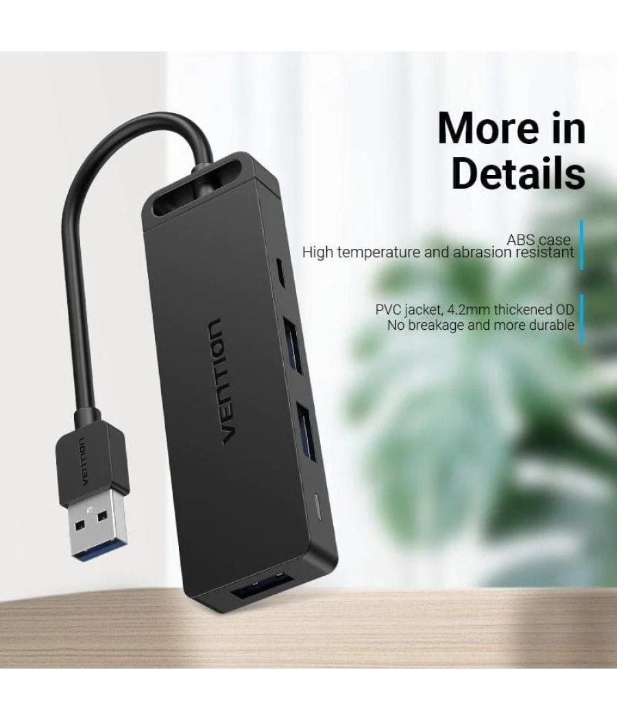 Docking usb 3.0 vention chvbb/ 3xusb/ 1xmicrousb pd/ 1xlector tarjetas/ negro