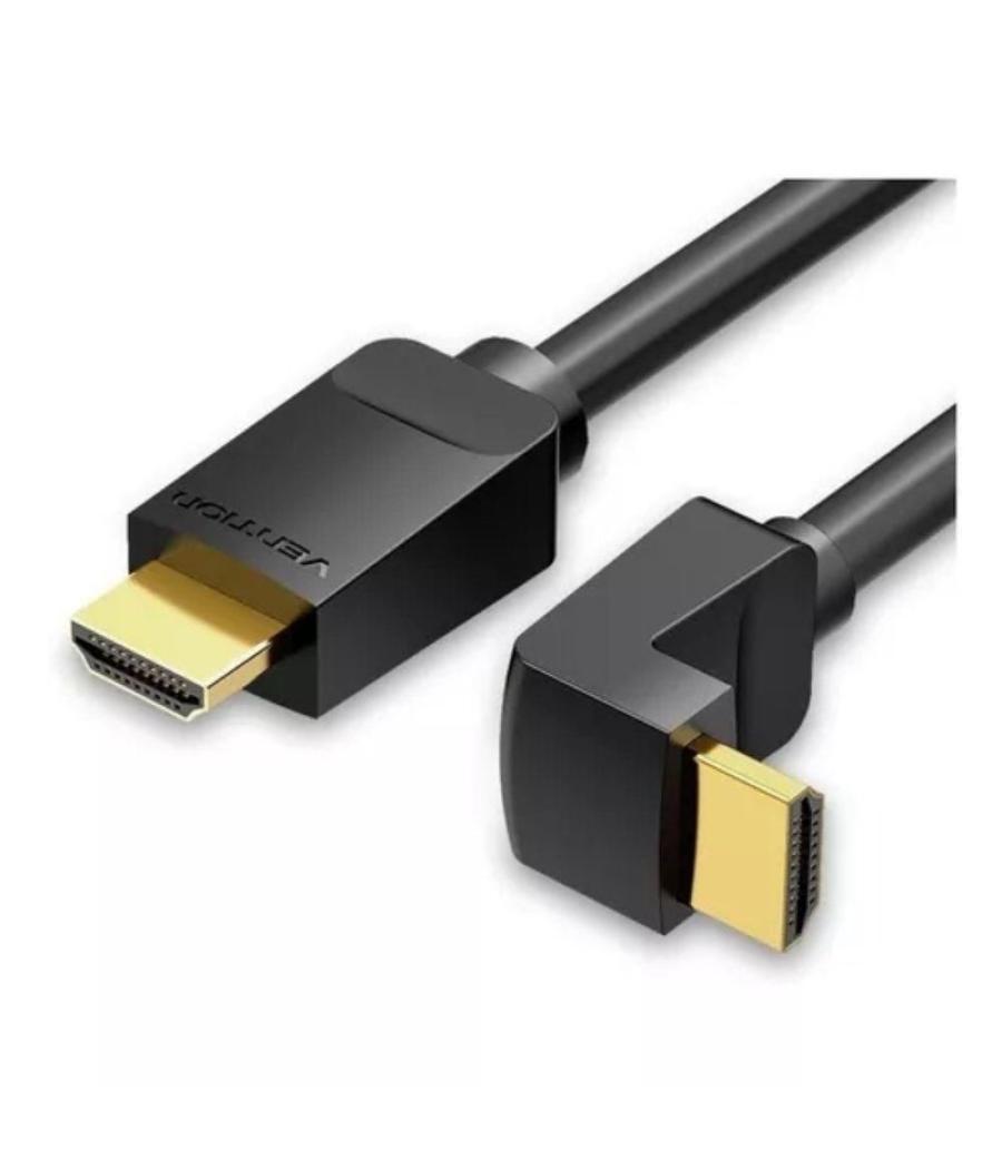 Cable hdmi 2.0 4k acodado 90º vention aarbh/ hdmi macho - hdmi macho/ 2m/ negro