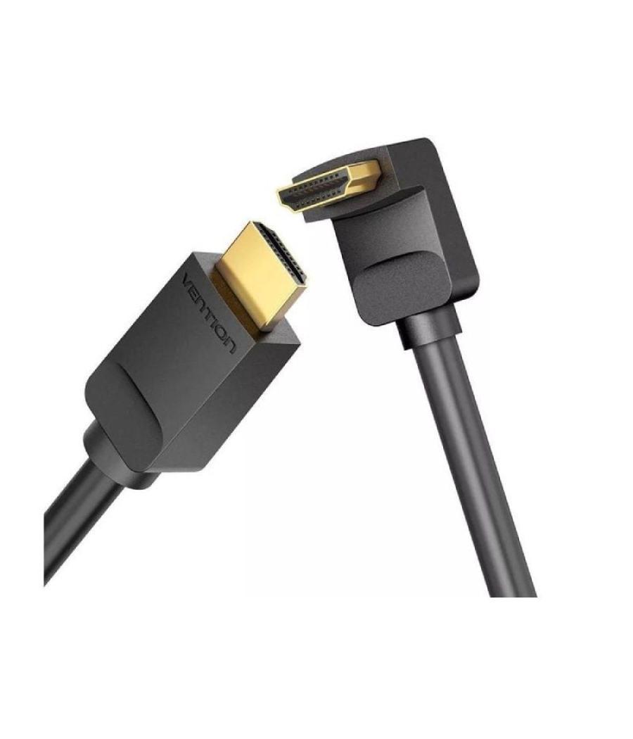 Cable hdmi 2.0 4k acodado 90º vention aarbh/ hdmi macho - hdmi macho/ 2m/ negro