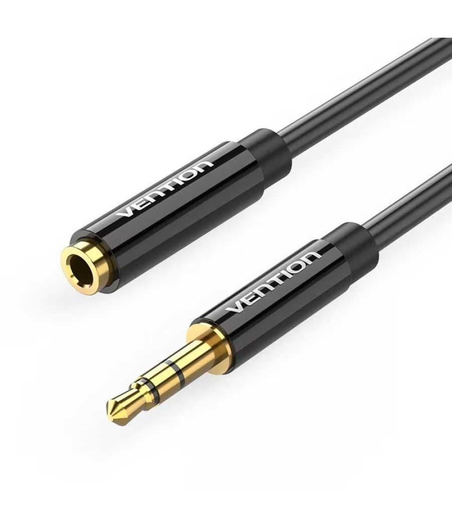 Cable estéreo vention bbzbf/ jack 3.5 macho - jack 3.5 hembra/ 1m/ negro