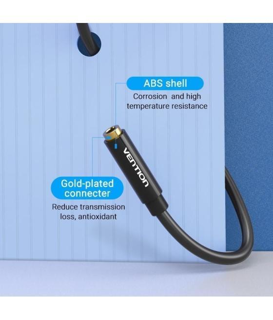 Cable estéreo vention bbzbf/ jack 3.5 macho - jack 3.5 hembra/ 1m/ negro