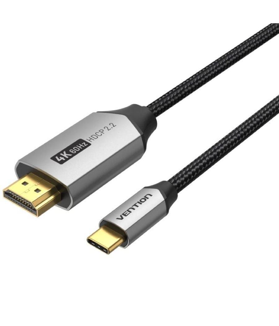 Cable conversor hdmi 2.0 4k vention crbbg/ usb tipo-c macho - hdmi macho/ 1.5m/ negro