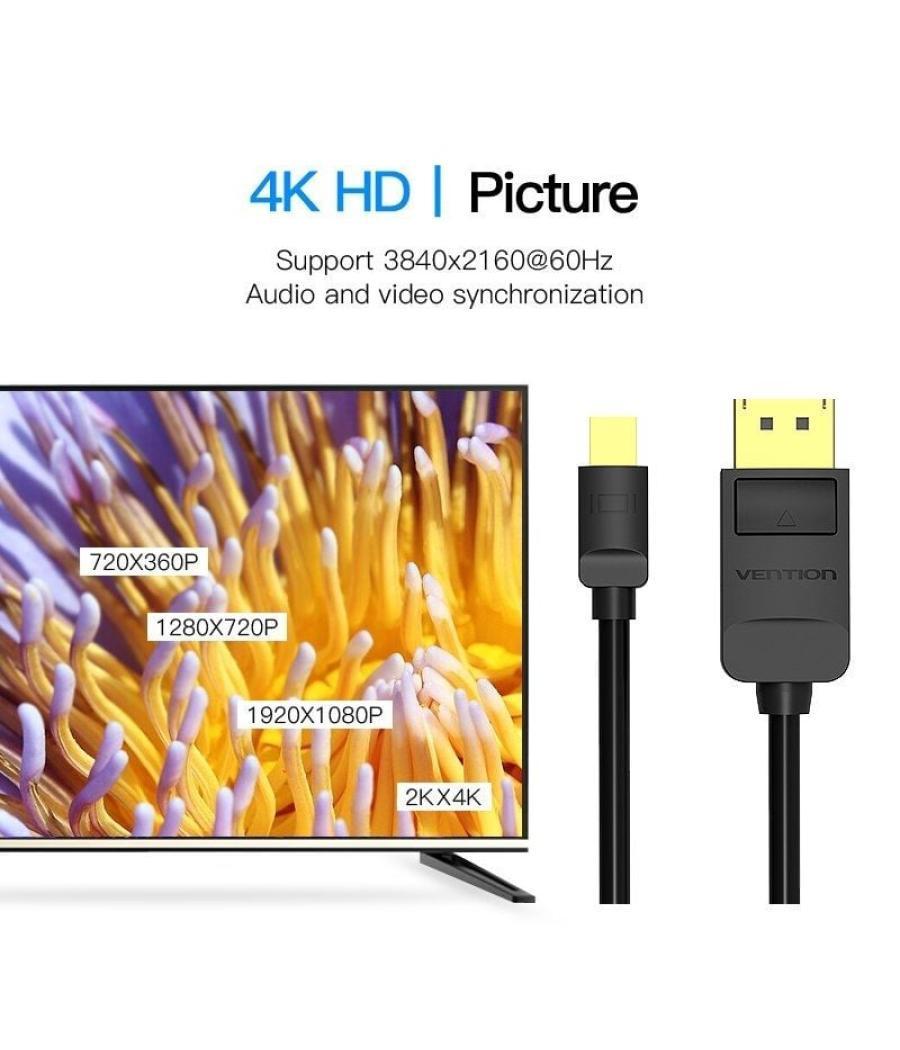 Cable conversor vention haabi/ mini displayport macho - displayport macho/ 3m/ negro