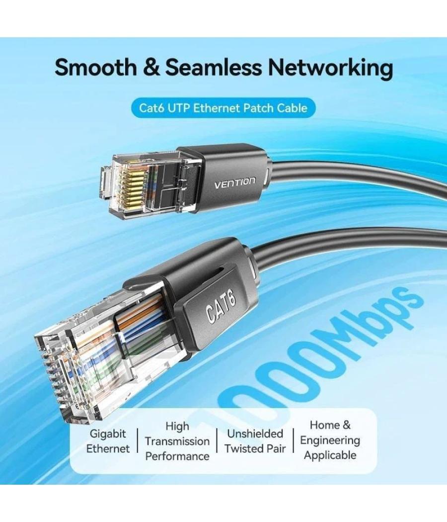 Cable de red rj45 utp vention ibrbf cat.6/ 1m/ negro